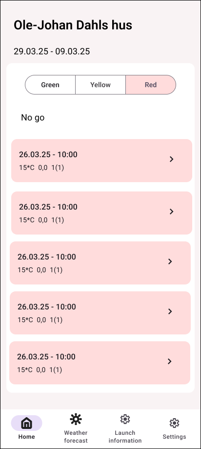 Rød skjerm – ikke anbefalt